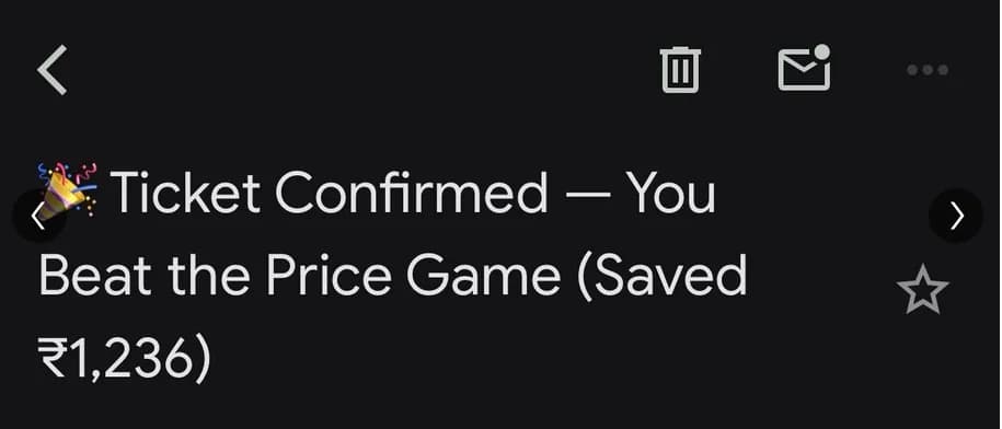 A phone screen showing a flight price drop and an automatic booking confirmation.